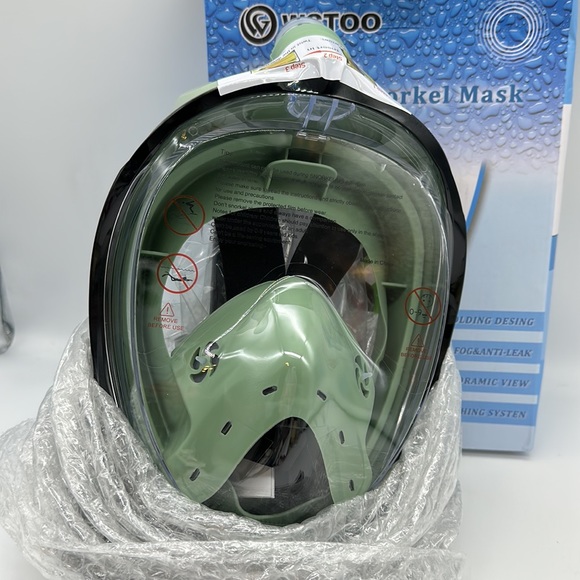 Mask Snorkeling Full Face 180 Vision Mask WSTOO—Color Green & Black - Picture 8 of 9